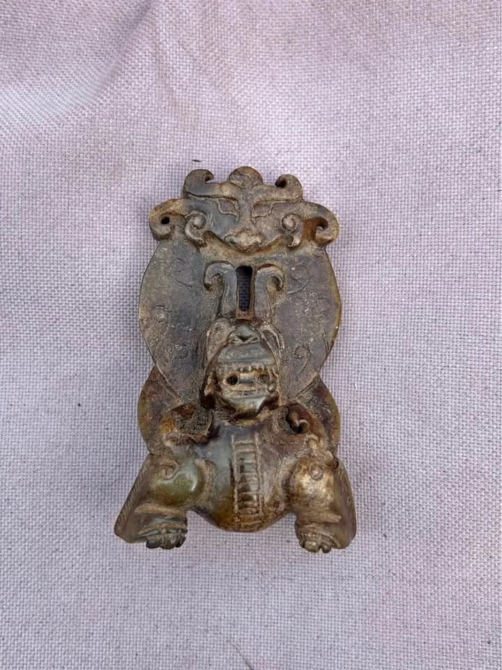 Vintage Carved Jade Archaic Style Pendant
