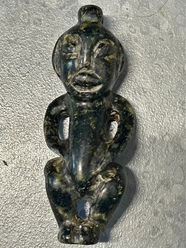 Hand-Carved Dark Green Stone Human Figurine
