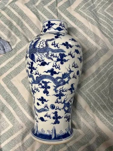 Ming Dynasty Wanli Blue-and-White Meiping with Dragon and Phoenix Amid Clouds