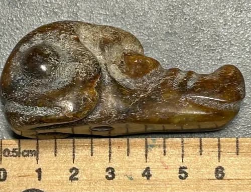 Hand-Carved Stone Animal Amulet Pendant, Hongshan Culture Jade Fish-Head Pendant